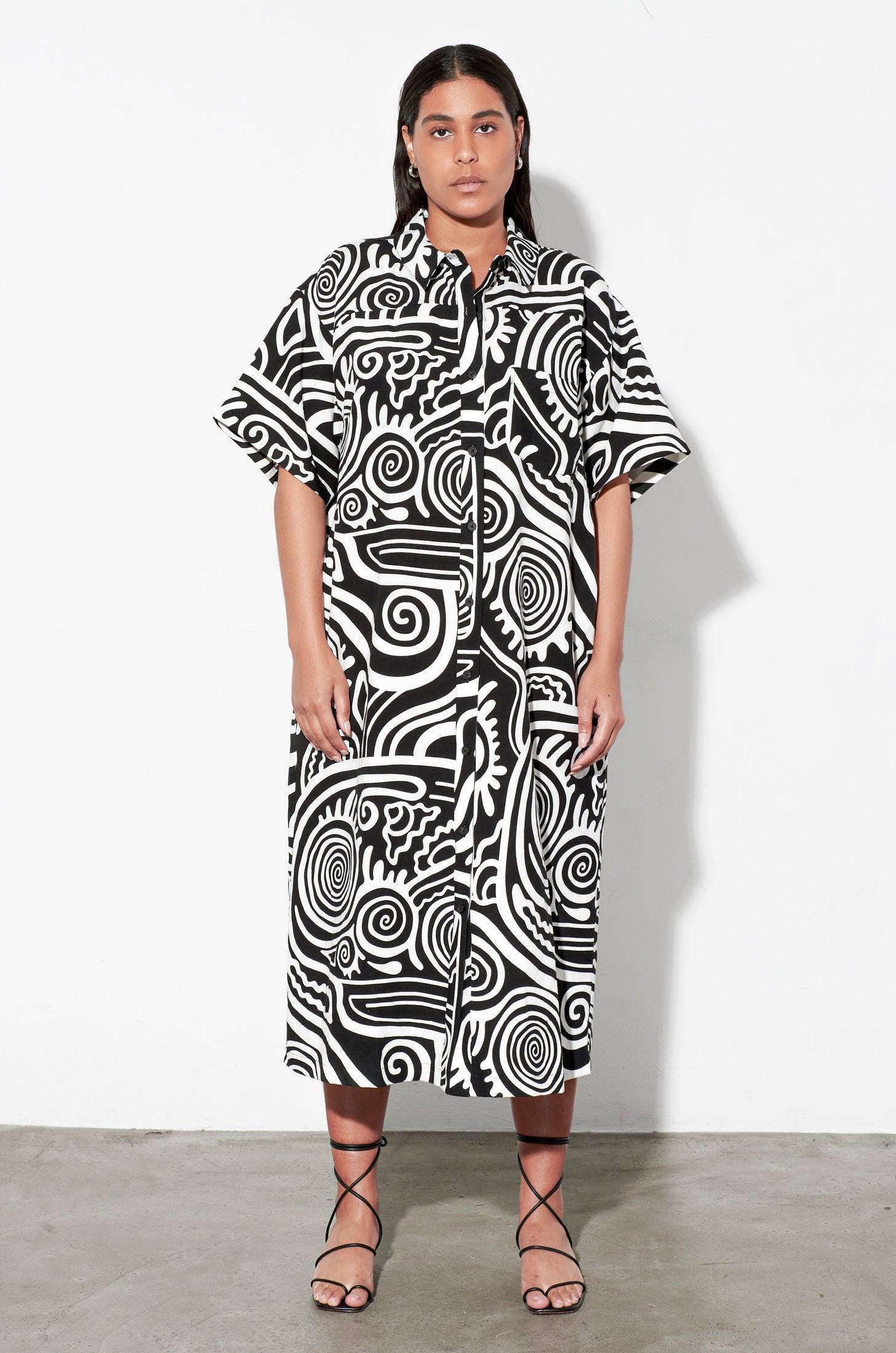 Patterned Shirt Dress