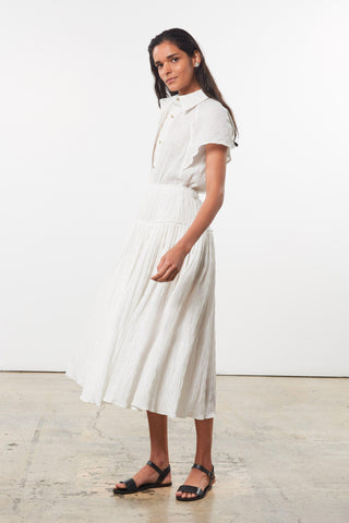 Mara Hoffman White Alejandra Skirt in organic cotton (side)