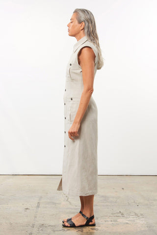 Mara Hoffman Beige Analia Dress in cotton and linen (side)