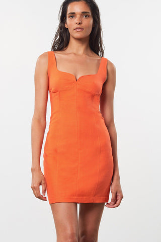 Mara Hoffman Orange Anita Dress in organic cotton and linen (front detail)