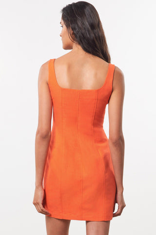 Mara Hoffman Orange Anita Dress in organic cotton and linen (back detail)