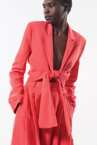 Mara Hoffman Red Catalina Jacket in Tencel Lyocell (front detail)