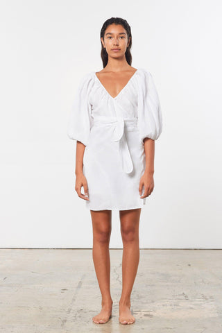 Mara Hoffman White Coletta Cover Up Dress in linen (front)