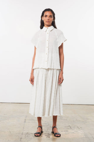 Mara Hoffman White Phebe Top in organic cotton (front)
