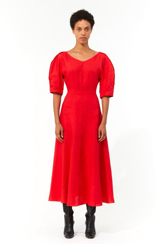 Mara Hoffman Red Sicily Dress in Hemp (front)