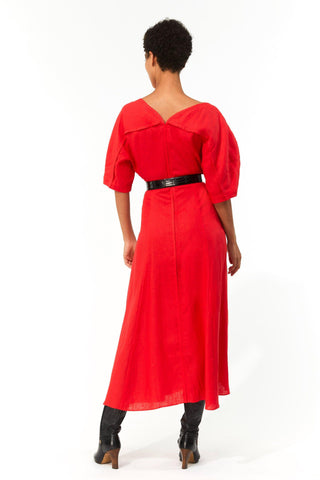 Mara Hoffman Red Sicily Dress in Hemp (back)